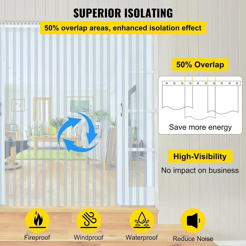 ZFDGHF Clear Plastic Strip Curtain PVC Thermal Insulated Door Curtain Strips Thickness Smooth Waterproof Door Curtains for Freezer Doors Warehouse Doors (Clear, 90x210cm/35.4x82.6in) - Image 3